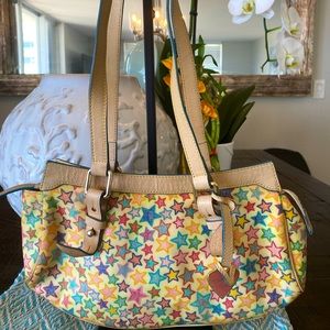 Dooney & Bourke Clutch Star Pattern ( Tan/Multicolor ) w/ Gold Hardware